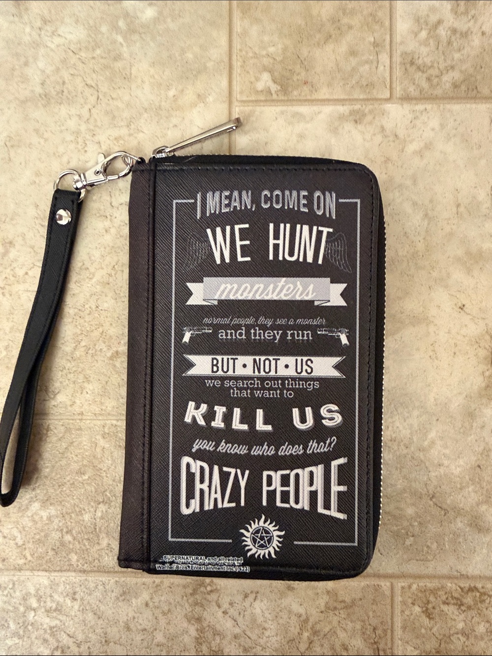 Buckle-Down Black Supernatural Zip Wristlet